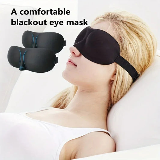 3D Soft Blackout Eye Mask for Sleeping, Comfortable Padded Eye Shade Cover, Travel Relax Aid for Men and Women