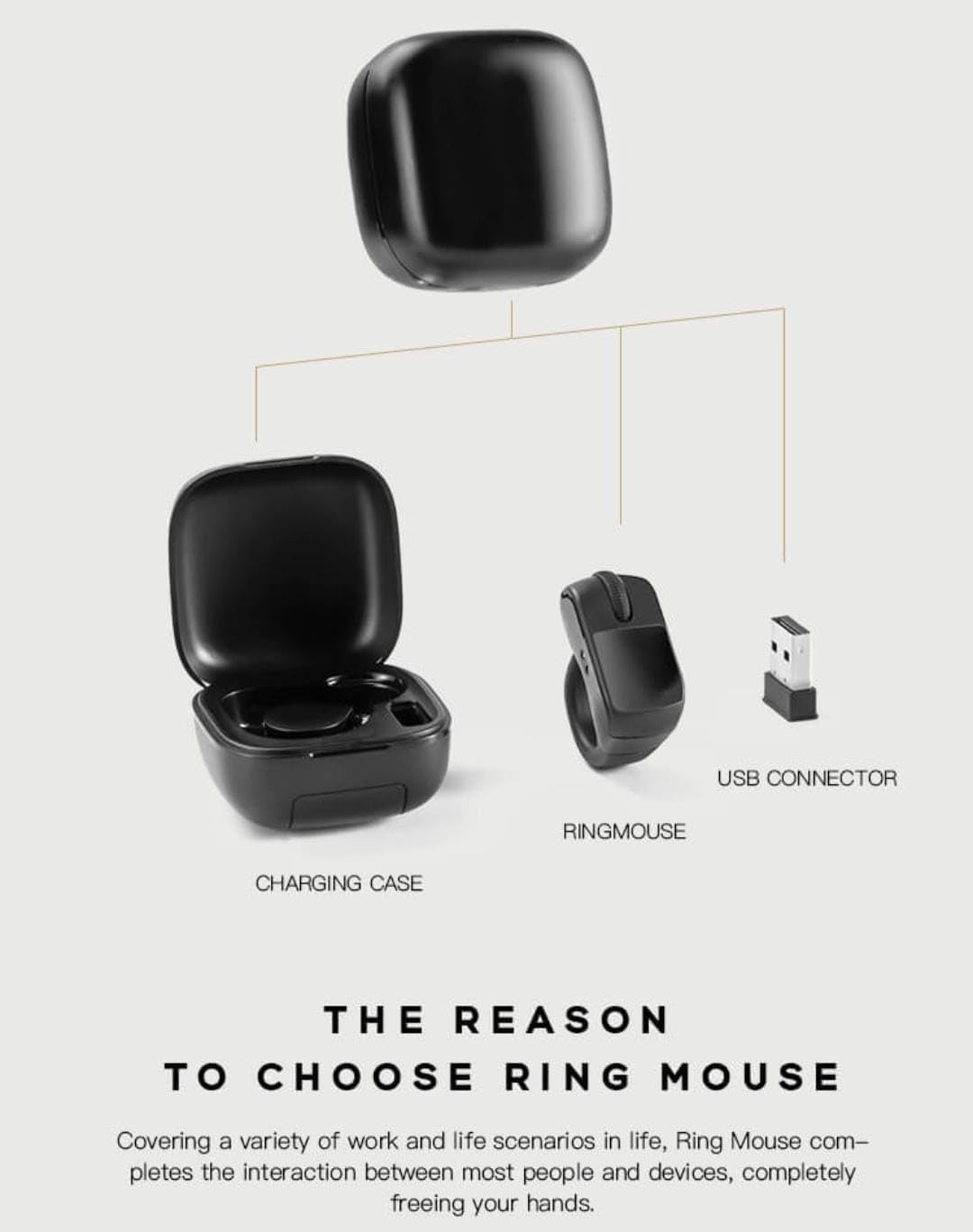 Smartlifestyle365™2501M-2025 New Wireless Finger Ring Mouse – 3-in-1 Bluetooth & 2.4G Mini Optical Mouse with Touchpad, Remote Scroller & Page Turner for TikTok/YouTube/Instagram Reels, Kindle App, iPhone/Android/PC