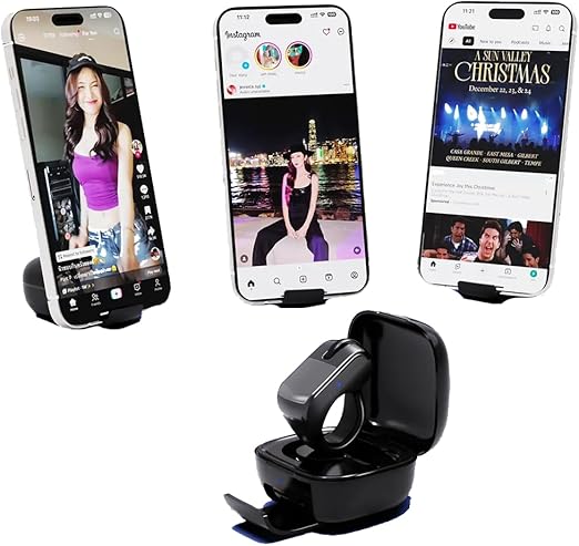 Smartlifestyle365™2501M-2025 New Wireless Finger Ring Mouse – 3-in-1 Bluetooth & 2.4G Mini Optical Mouse with Touchpad, Remote Scroller & Page Turner for TikTok/YouTube/Instagram Reels, Kindle App, iPhone/Android/PC