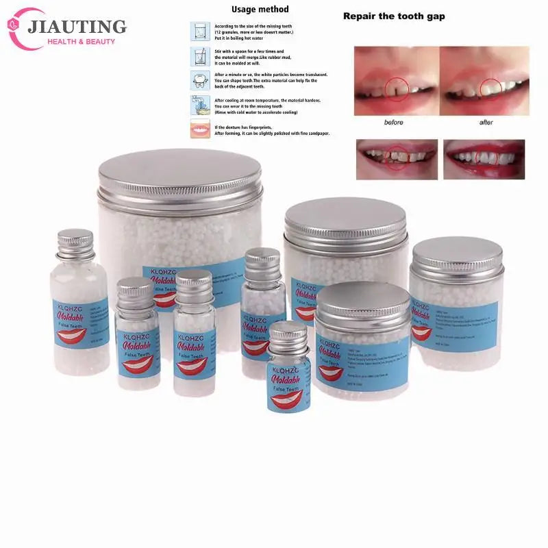 Resin Dentures Temporary Repair Teeth Pellets Plastic Teeth Pellets Halloween Makeup Teeth Cosmetic Dentistry Tools Dental Gaps